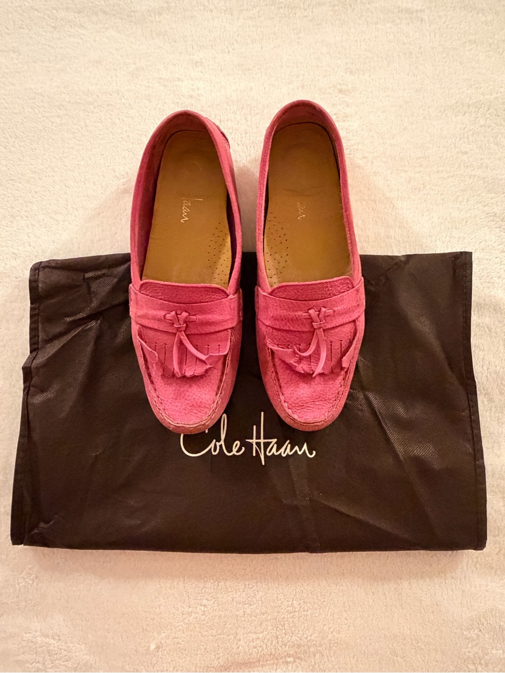 Cole Haan Pink Suede Tassel Loafers - Women's